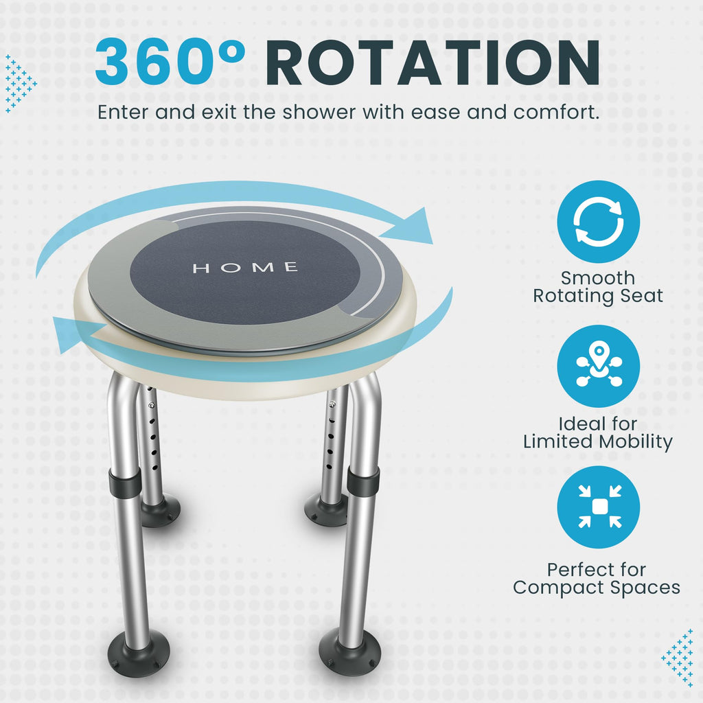 Adjustable Swivel Shower Stool with Non-Slip Feet V1127