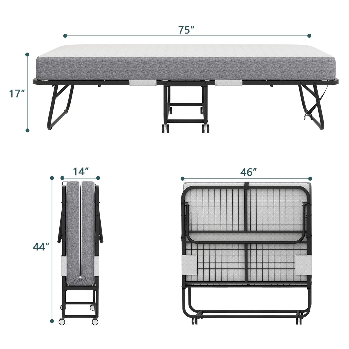 Folding Bed with Mattress Y46058