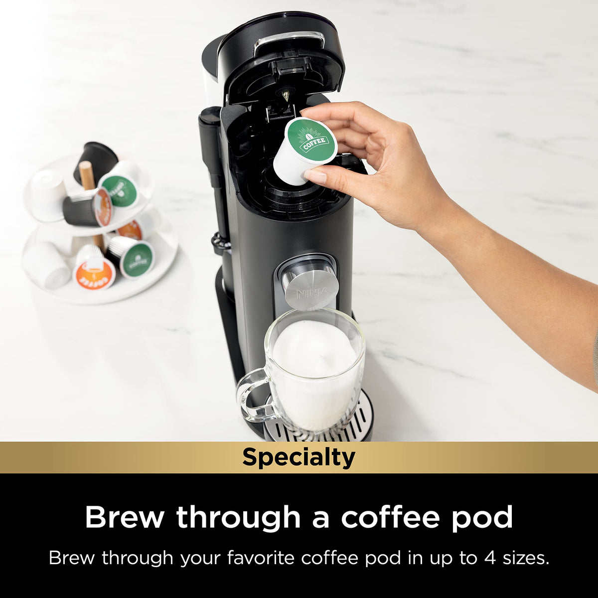 Single-Serve Coffee Maker with Milk Frother, Black Z469985
