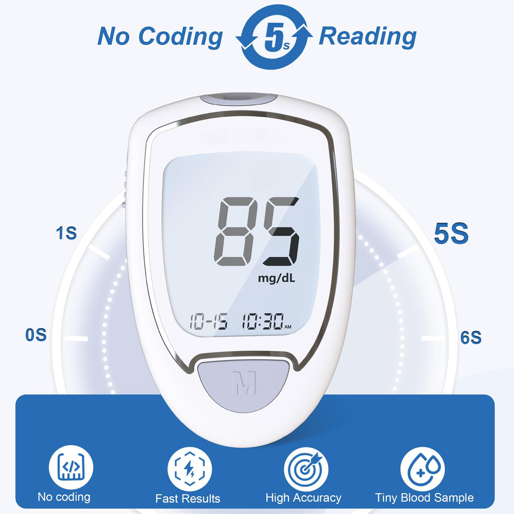 Blood Sugar Testing Kit with 100 Strips & 100 Lancets U515