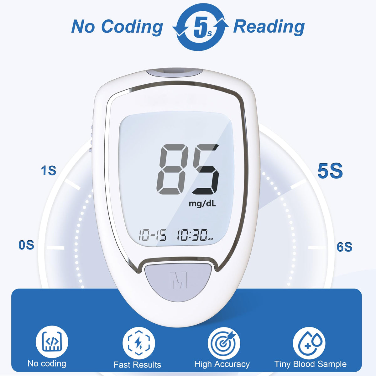 Blood Sugar Testing Kit with 100 Strips & 100 Lancets U515
