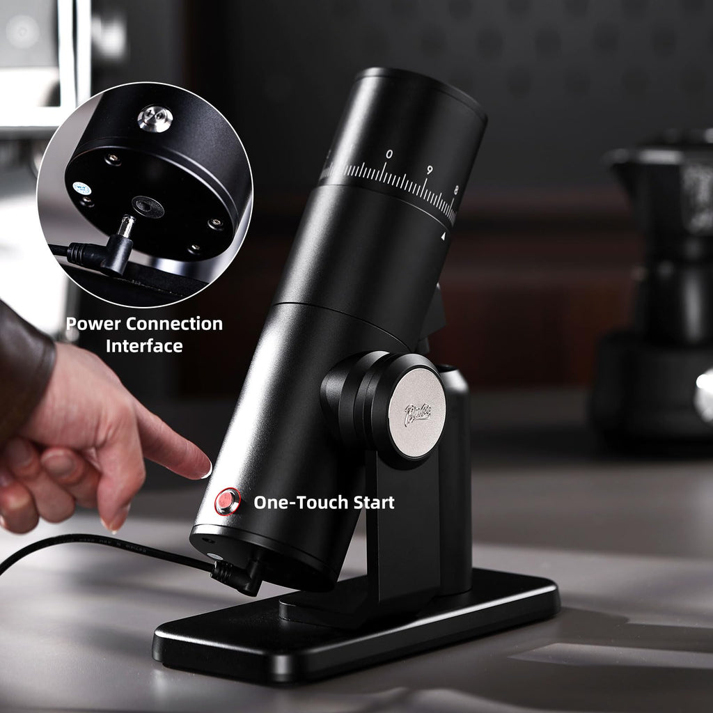 Black Electric Burr Coffee Grinder with Stainless Steel Conical Burr Y70649