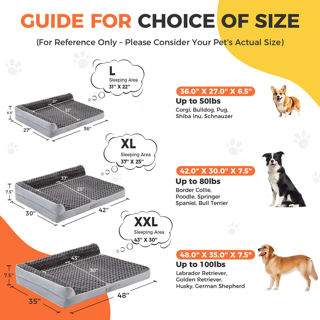 XL Orthopedic Dog Bed Grey Y5569