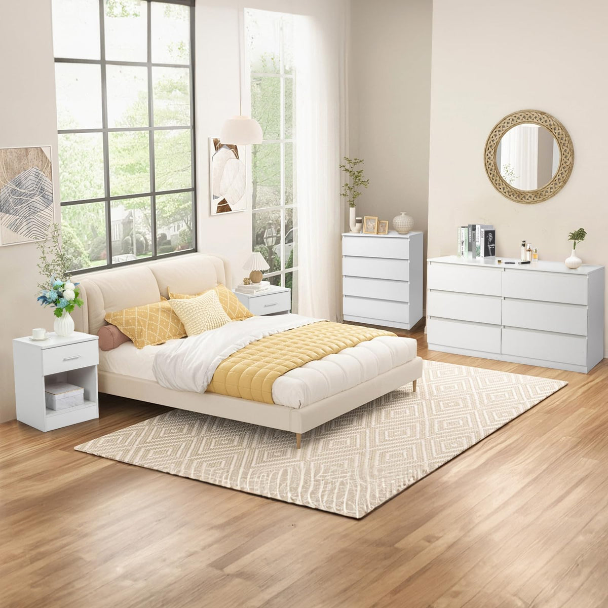 White 4 Drawer Dresser W785
