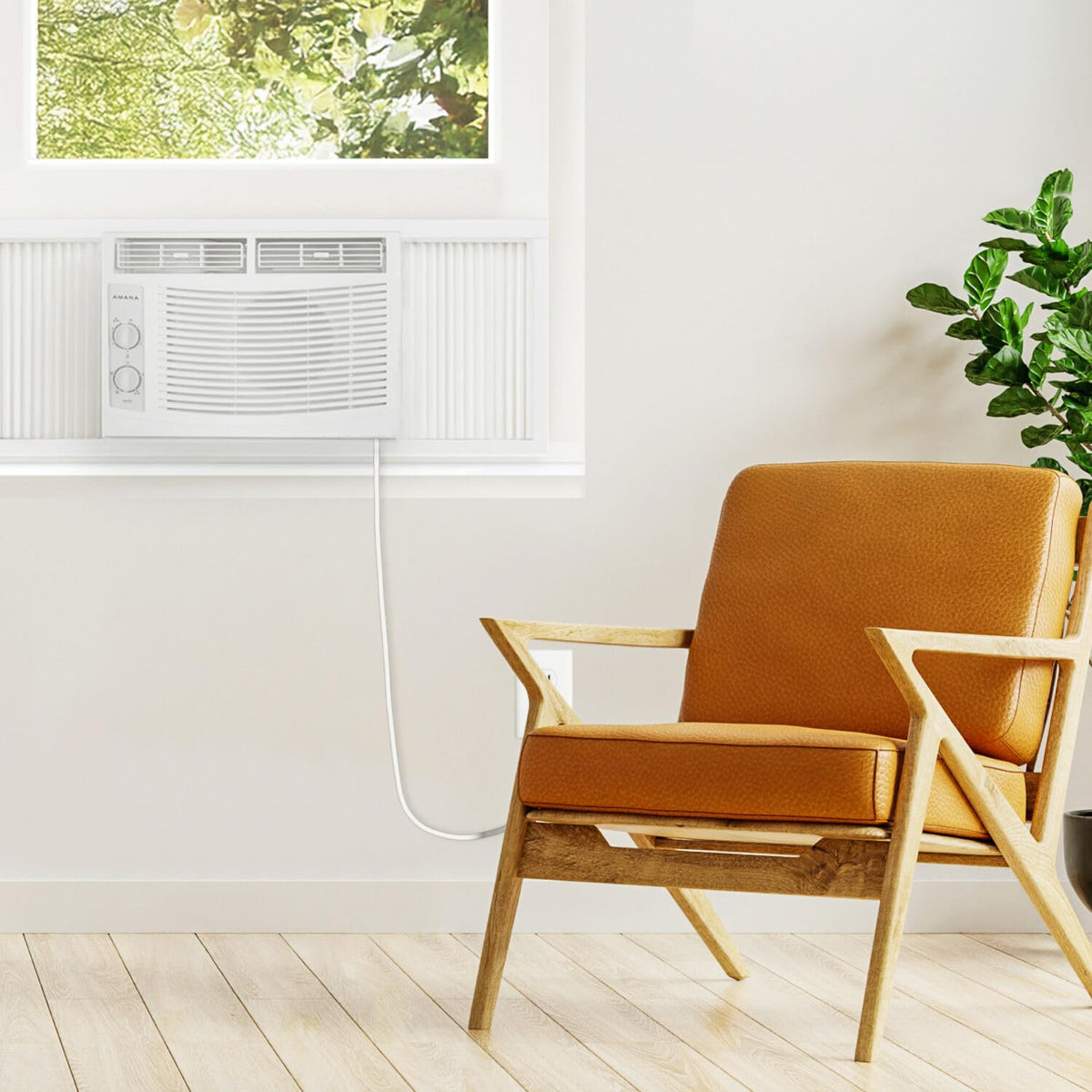 5,000 BTU Window Air Conditioner with Mechanical Controls, Dehumidifier, Washable Filter, 2 Fan Speeds, White A79036