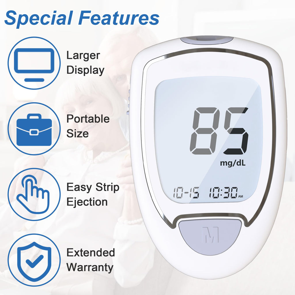 Blood Sugar Testing Kit with 100 Strips & 100 Lancets U515