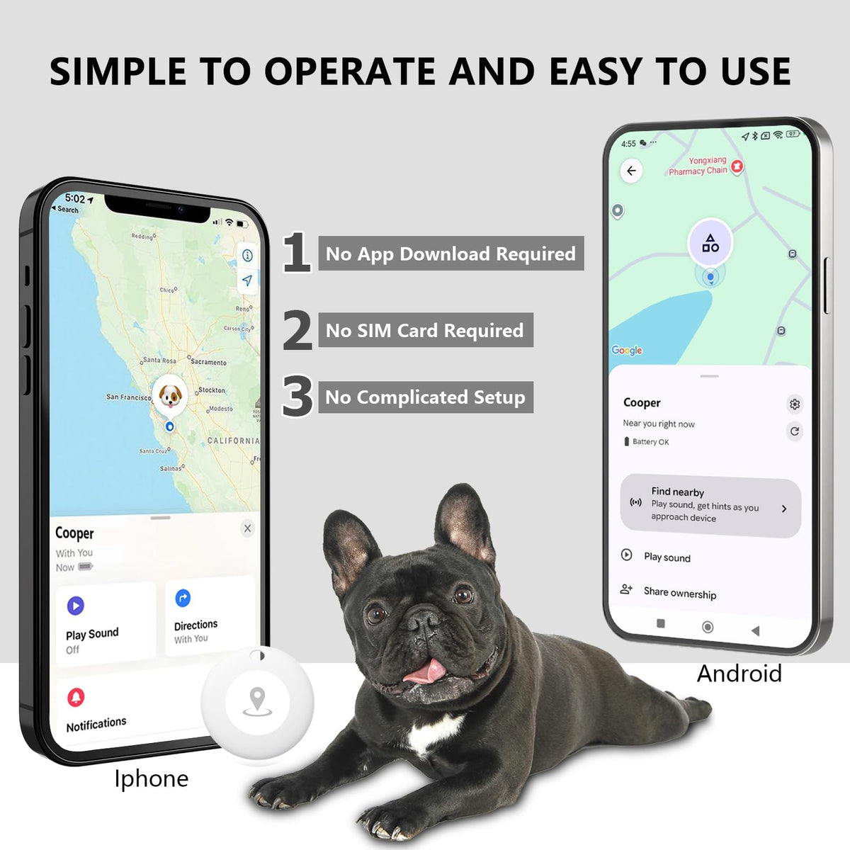 GPS Tracker for Dogs – Smart Dog Collar & Pet Tracker Y142973
