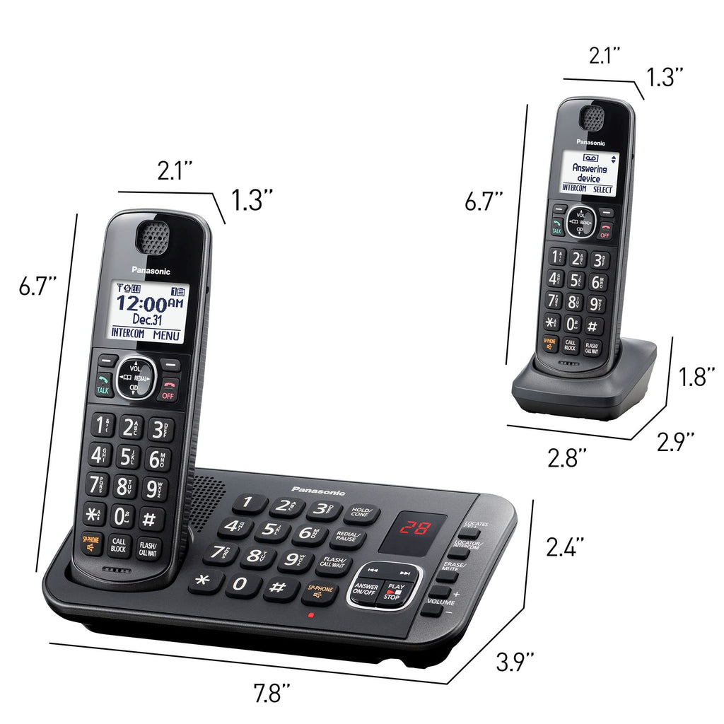 Metallic Black 5 Handset Cordless Phone System with Answering Machine V692143
