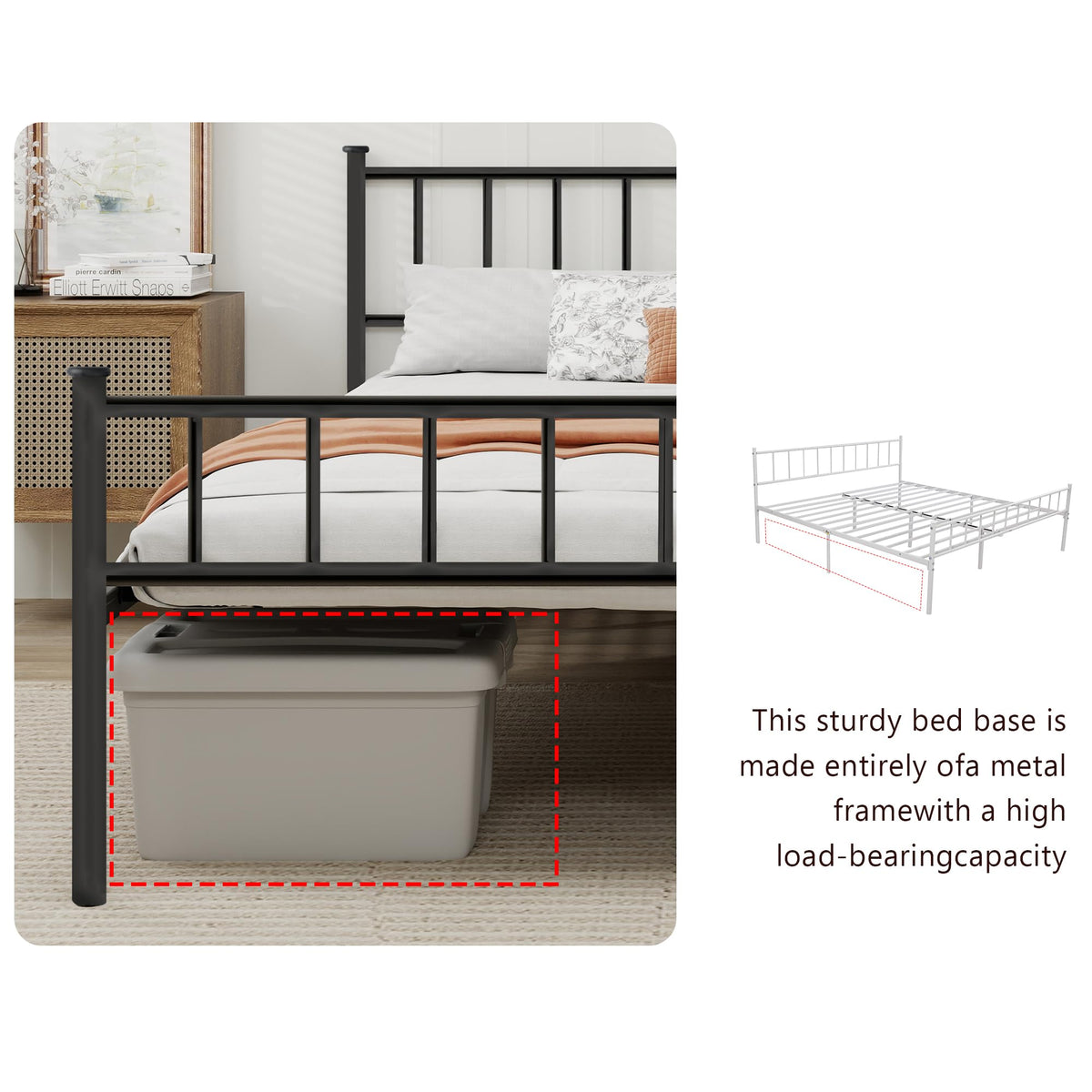 Black Full Size Metal Platform Bed Frame F8802