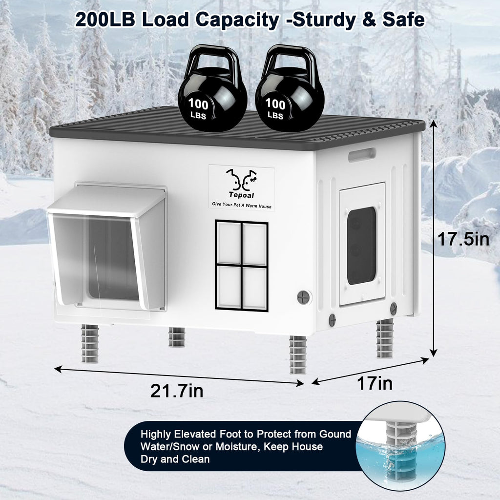 Large 100% Weatherproof Heated Outdoor Cat House with Escape Door F90289