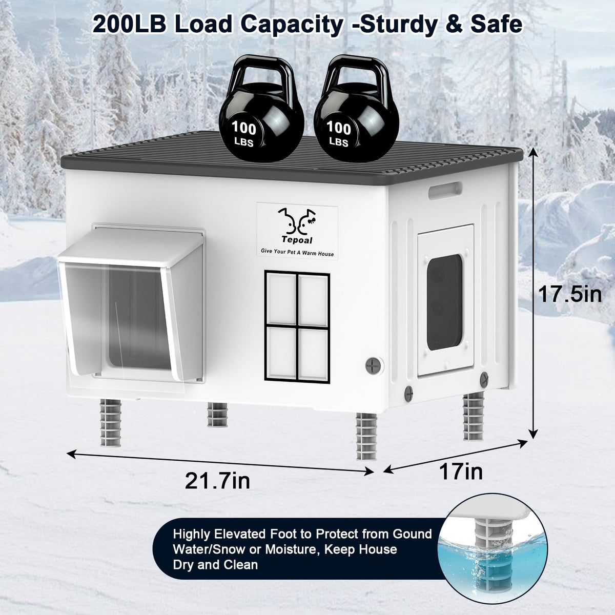 Large 100% Weatherproof Heated Outdoor Cat House with Escape Door F90289