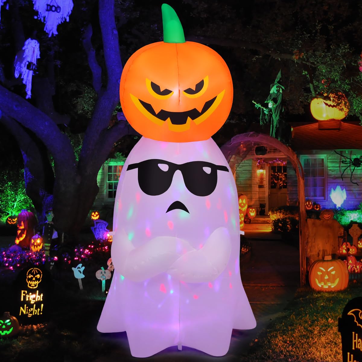 6.2 FT Halloween Inflatables Ghost with Pumpkin E243805