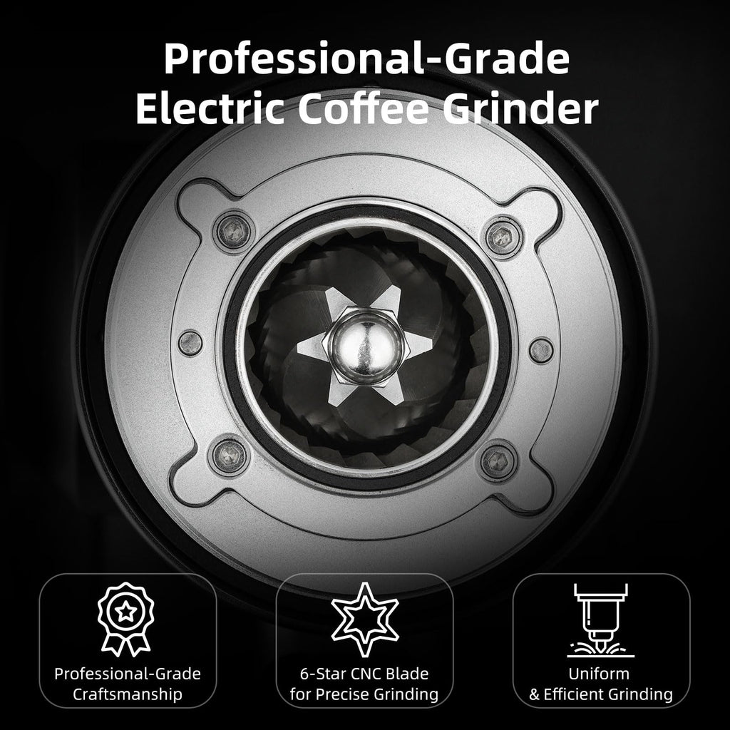 Black Electric Burr Coffee Grinder with Stainless Steel Conical Burr Y70649