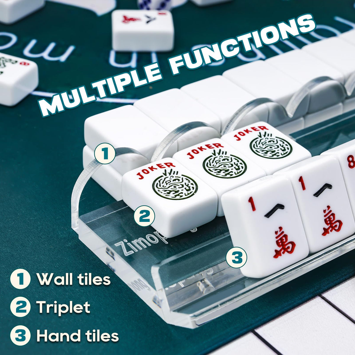 Clear Acrylic 17.5inch Mahjong Racks with Magnetic Pushers, 4 PCS B715334