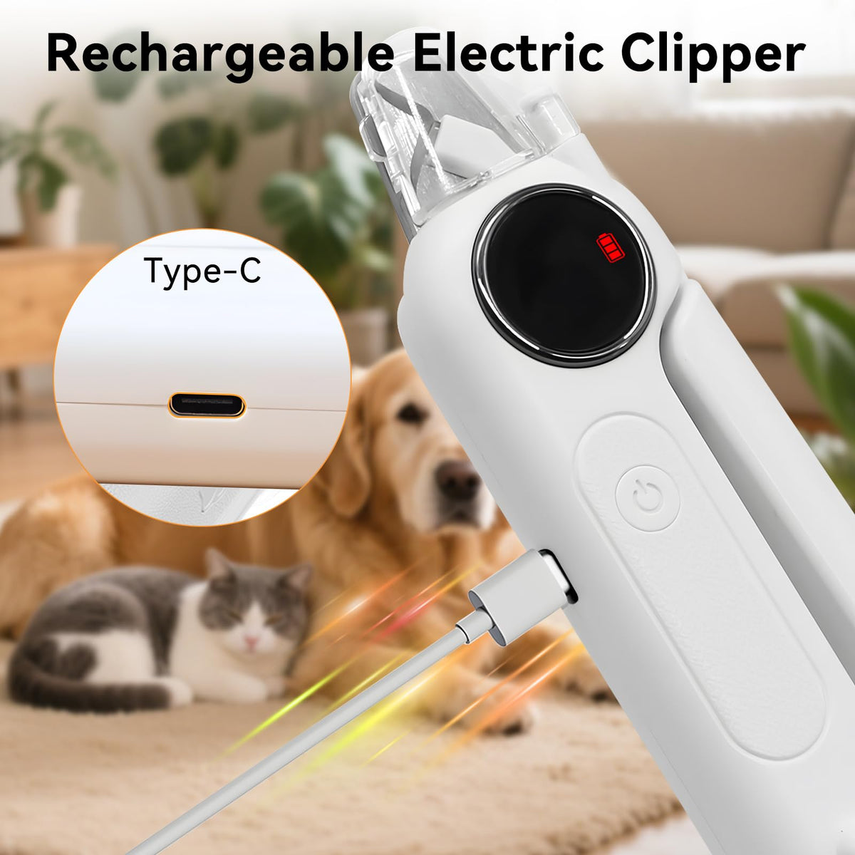 Dog Nails Clippers & Grinders 2in1 Trimmer with LCD Display and LED Lights Cat Claw Nail File with Protective Guard Rechargeable Electric Pet Toenail Silent Grooming Pro P501427