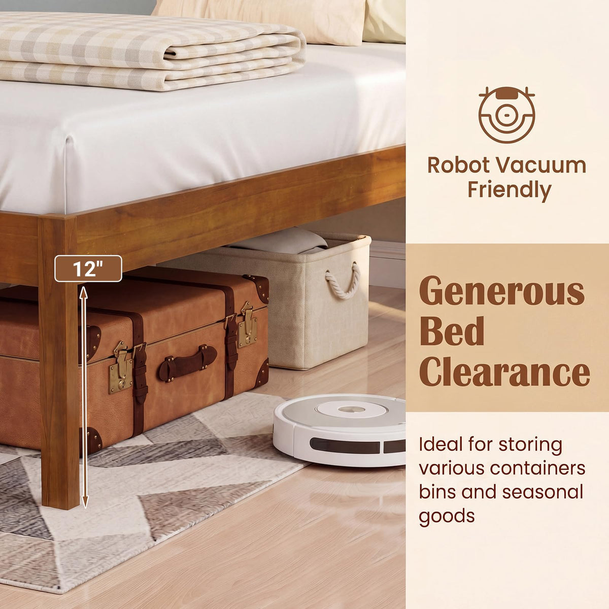 Twin Size Wooden Platform Bed with Headboard L3003