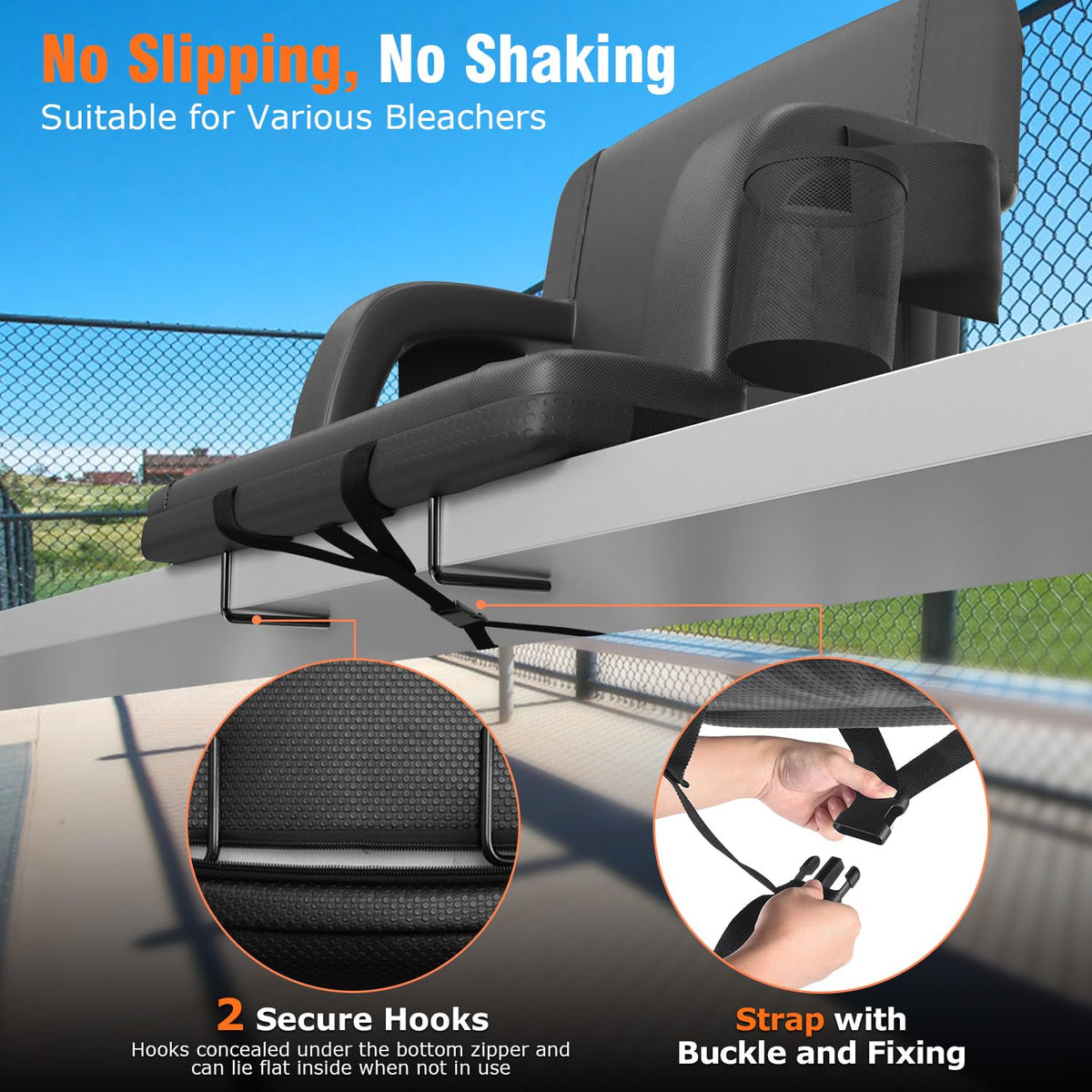 21" Wide Heated Stadium Seats for Bleachers with USB C94665