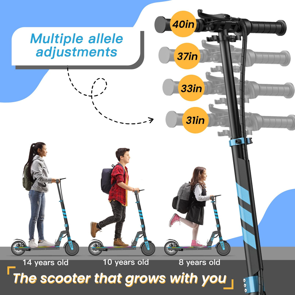 Electric Scooter Kids 8-16, 8-8.5" Solid Tires, 200-350W, UL2272 N5966