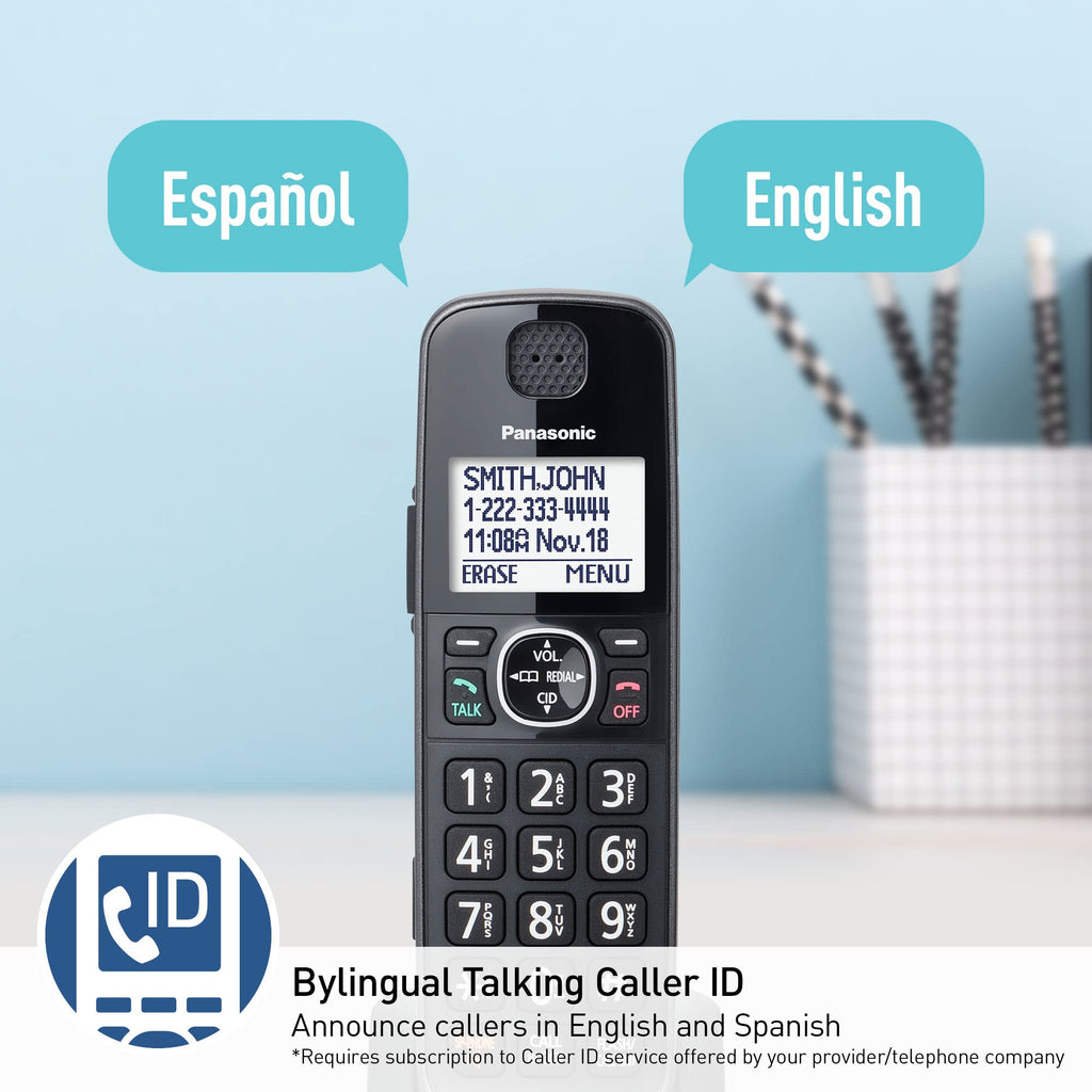 Metallic Black 5 Handset Cordless Phone System with Answering Machine V692143