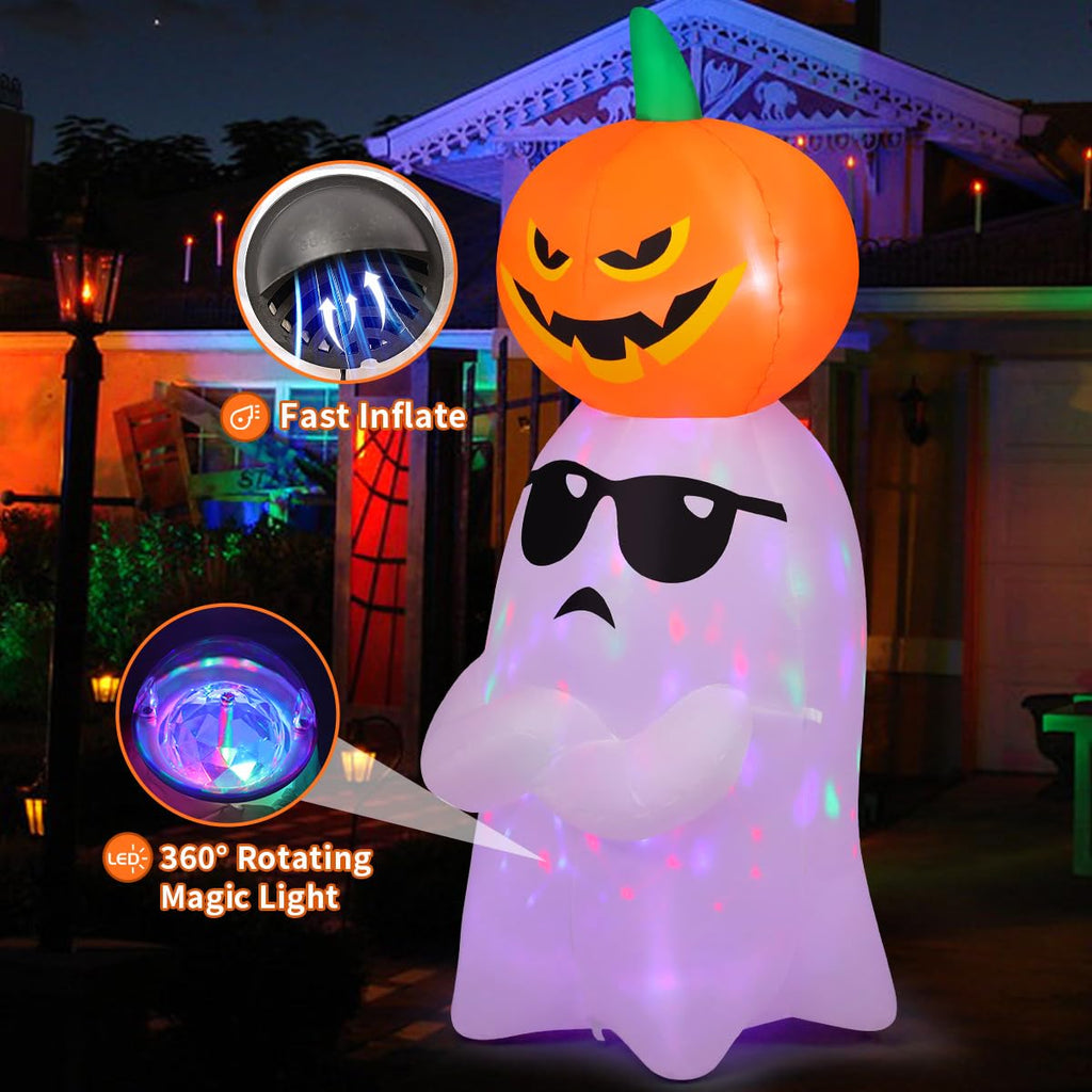 6.2 FT Halloween Inflatables Ghost with Pumpkin E243805