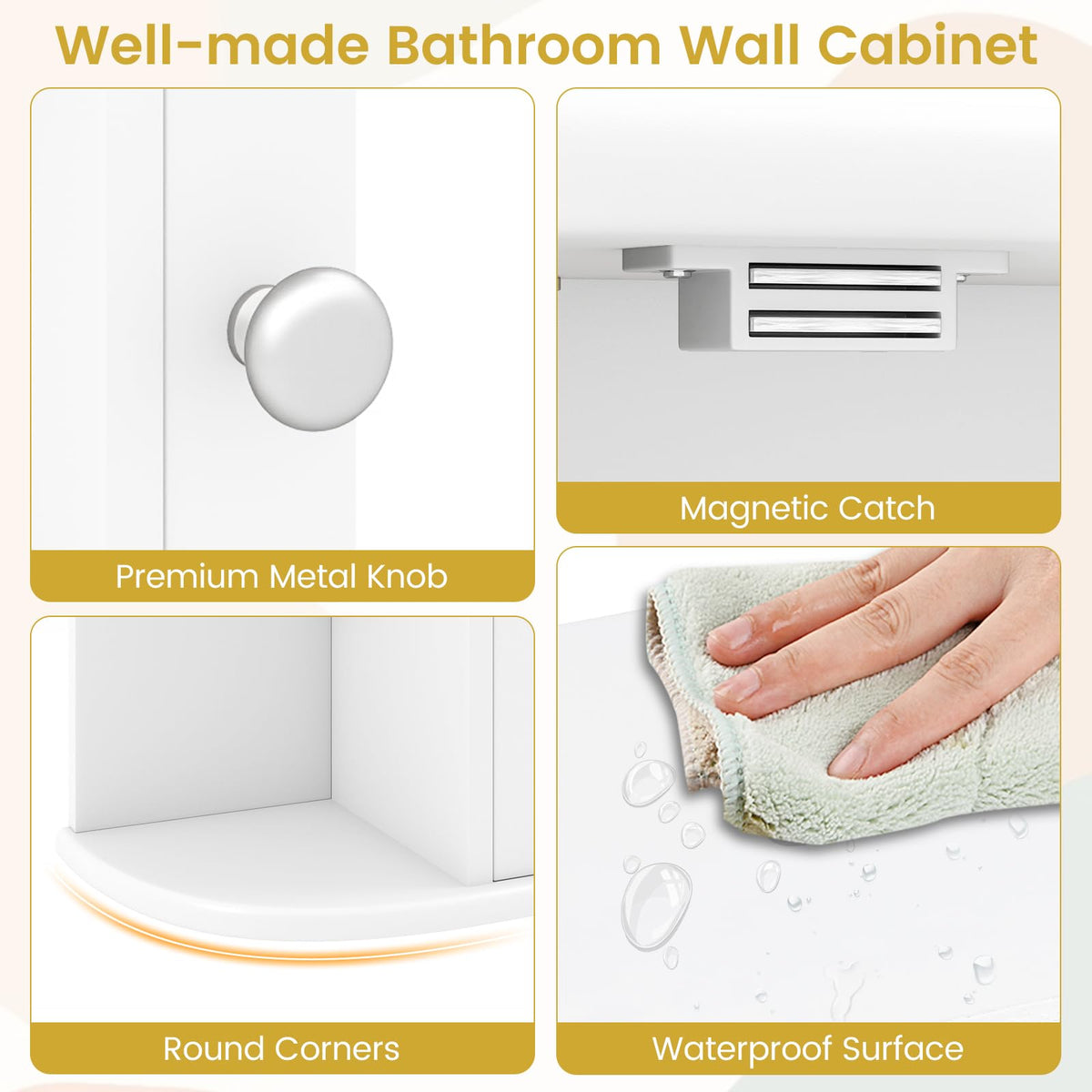 White Wall Mounted Medicine Cabinet with Mirror N3693