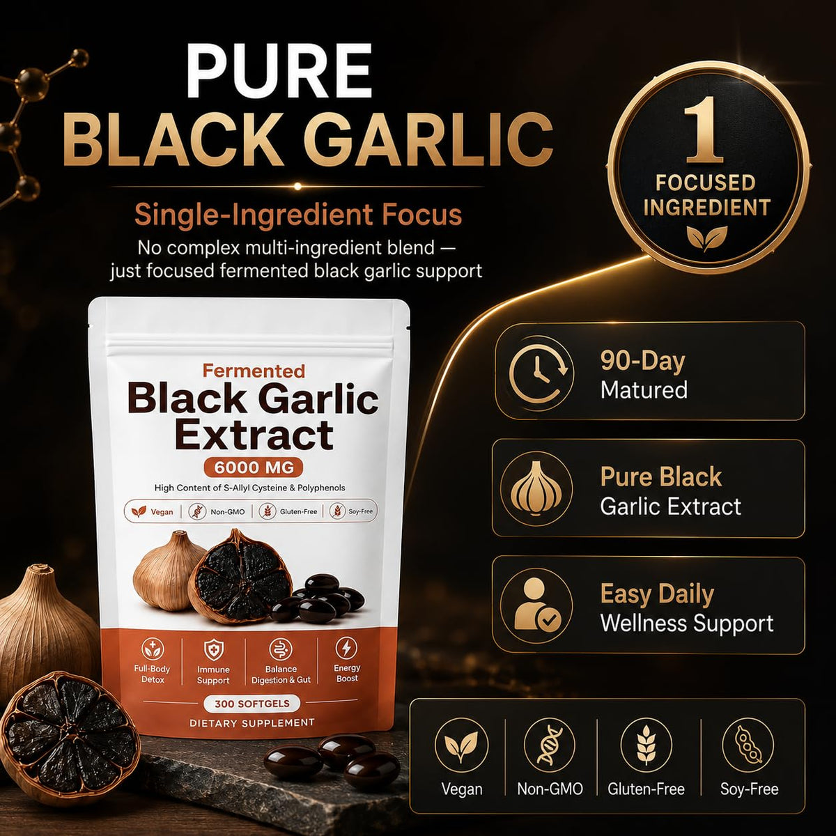 Fermented Black Garlic Extract Softgel 300 Capsules V690646