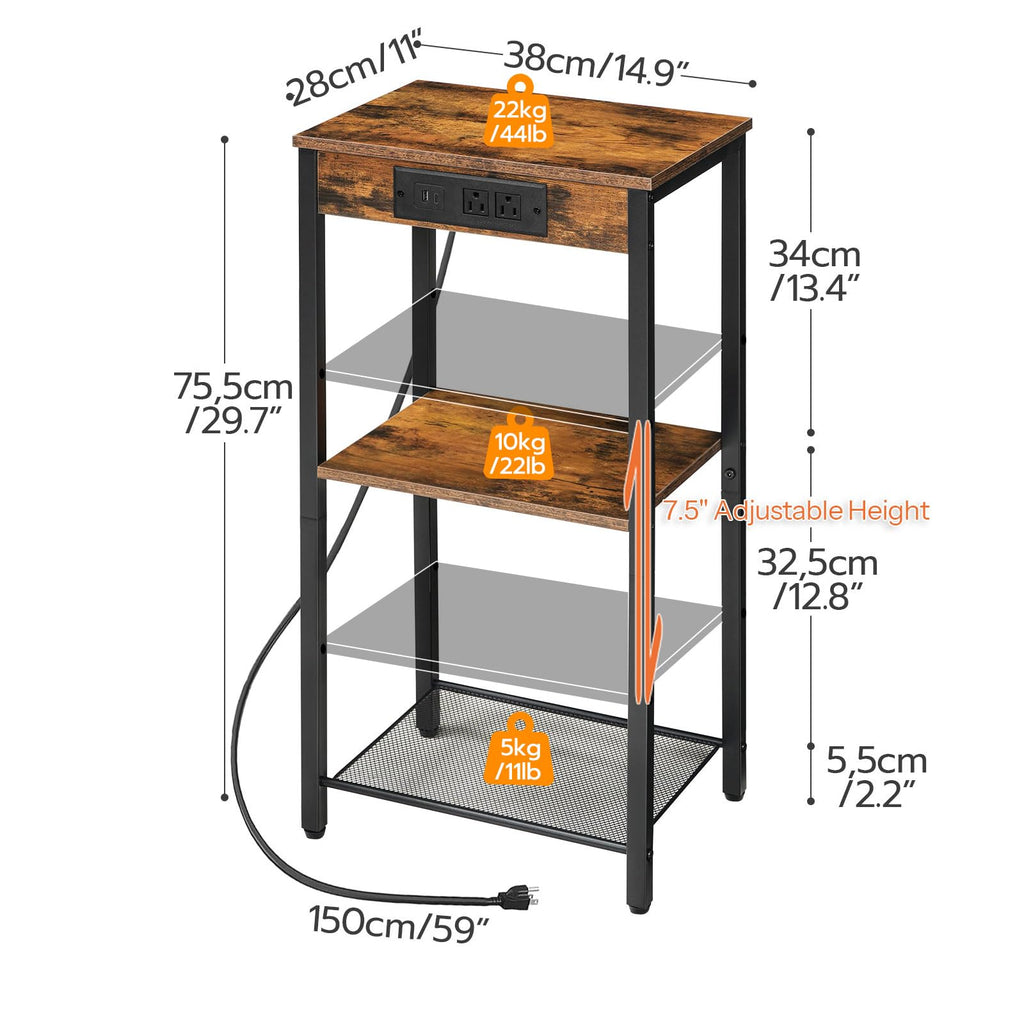 Tall End Table with Charging Station U1076