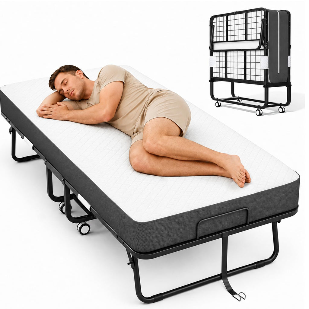 Folding Bed with Mattress Twin 75 x 38 in J31766