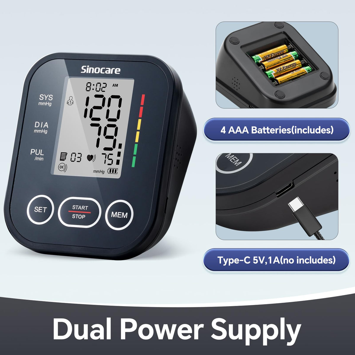 Upper Arm Blood Pressure Monitor with Adjustable Arm Cuff A600812