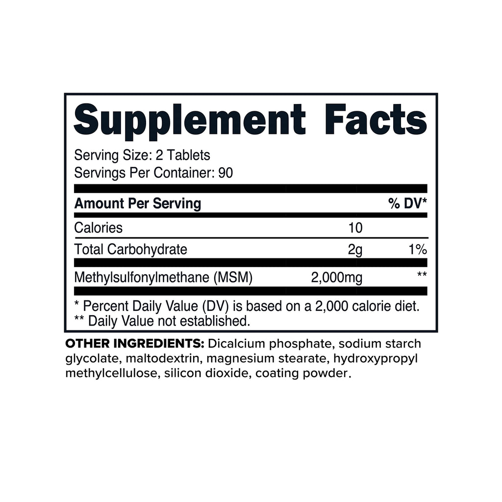 MSM Tablets 2000mg 180 Tablets F429