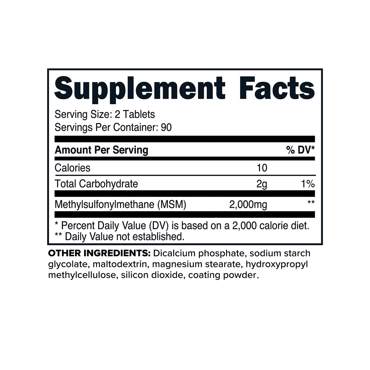 MSM Tablets 2000mg 180 Tablets F429