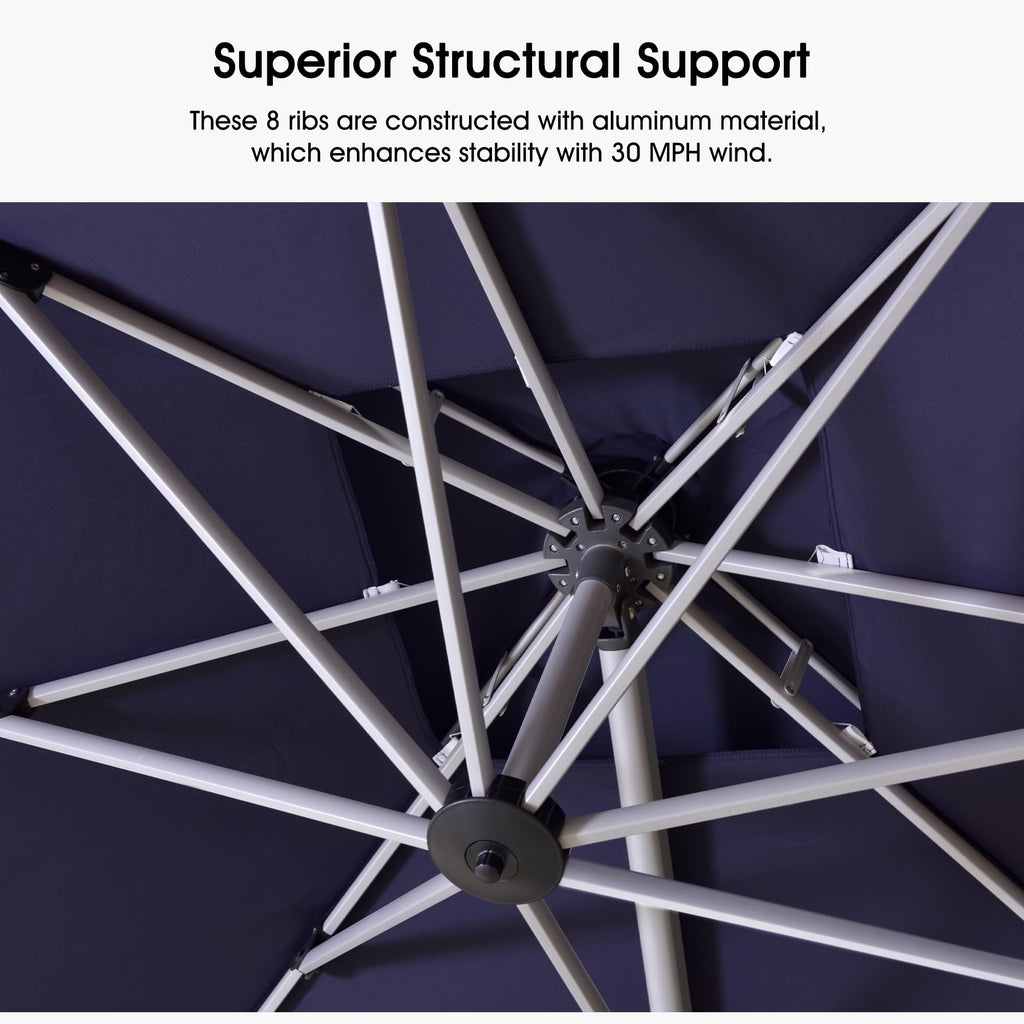 Navy Blue 10 FT Cantilever Patio Umbrella with Base C57792