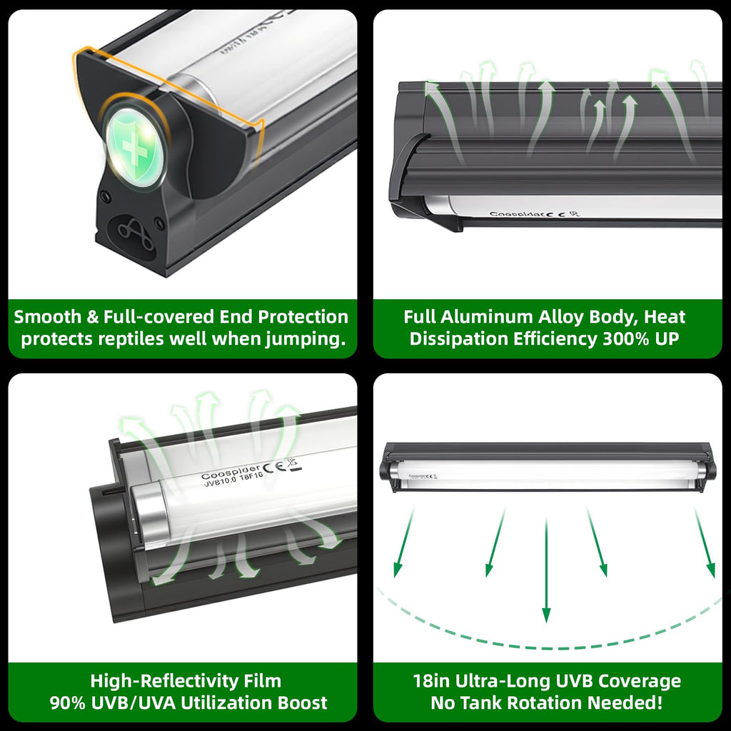 18 Inch 15 Watt UVB 10.0 Fluorescent Reptile Light Fixture Kit E1039