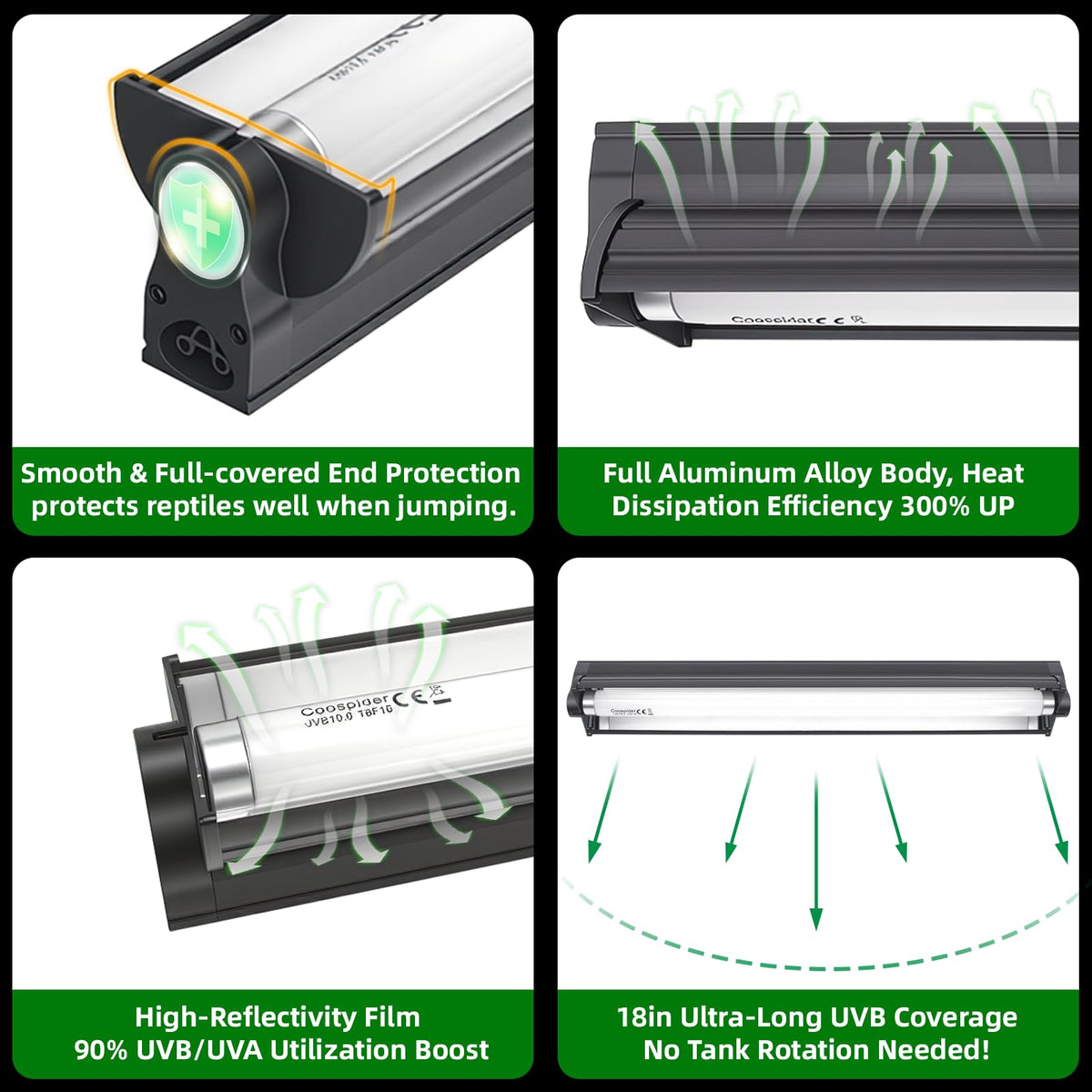 18 Inch 15 Watt UVB 10.0 Fluorescent Reptile Light Fixture Kit E1039