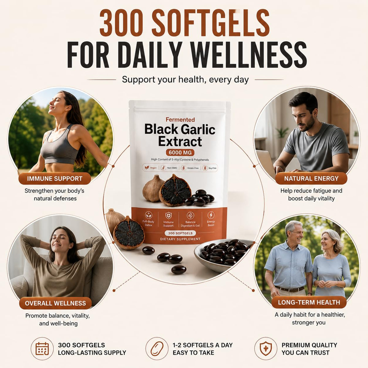 Fermented Black Garlic Extract Softgel 300 Capsules V690646