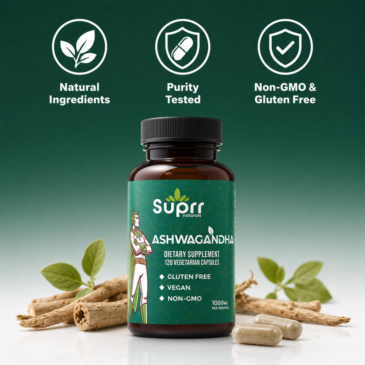 Ashwagandha 1000mg Supplement 120 Capsules T412189