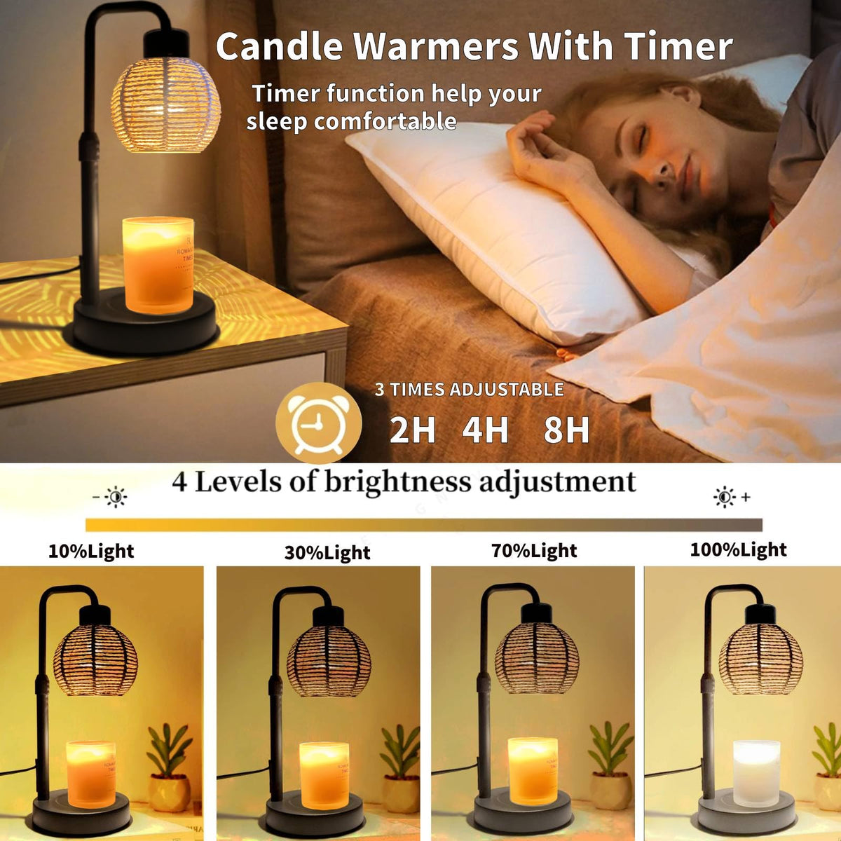 Electric Candle Warmer Lamp with Timer, Adjustable Dimmable S415066