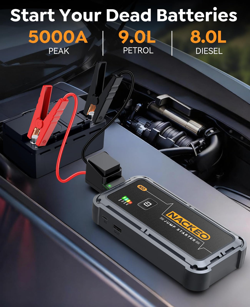 Portable Car Battery Jump Starter 5000A 12V Z84858