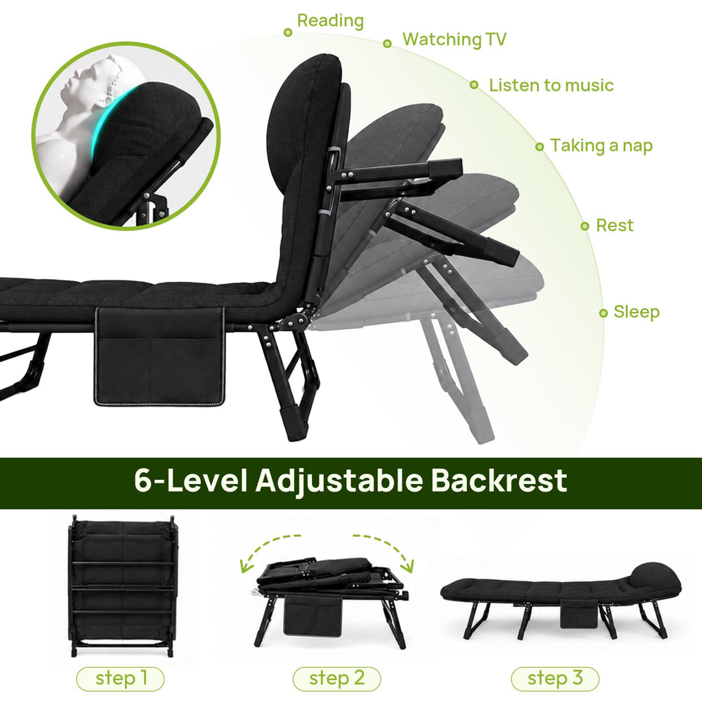 Black Camping Cot with Mattress R61277