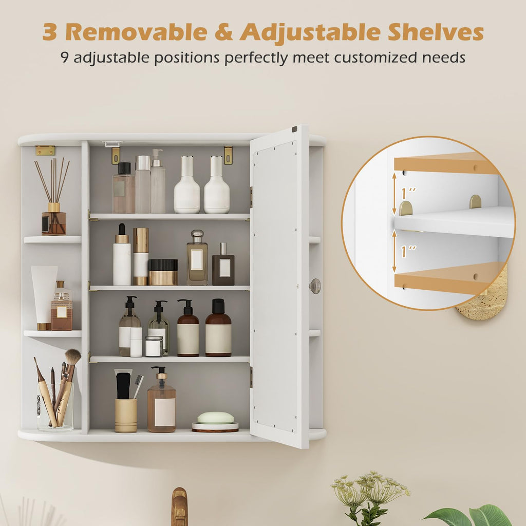 White Wall Mounted Medicine Cabinet with Mirror N3693