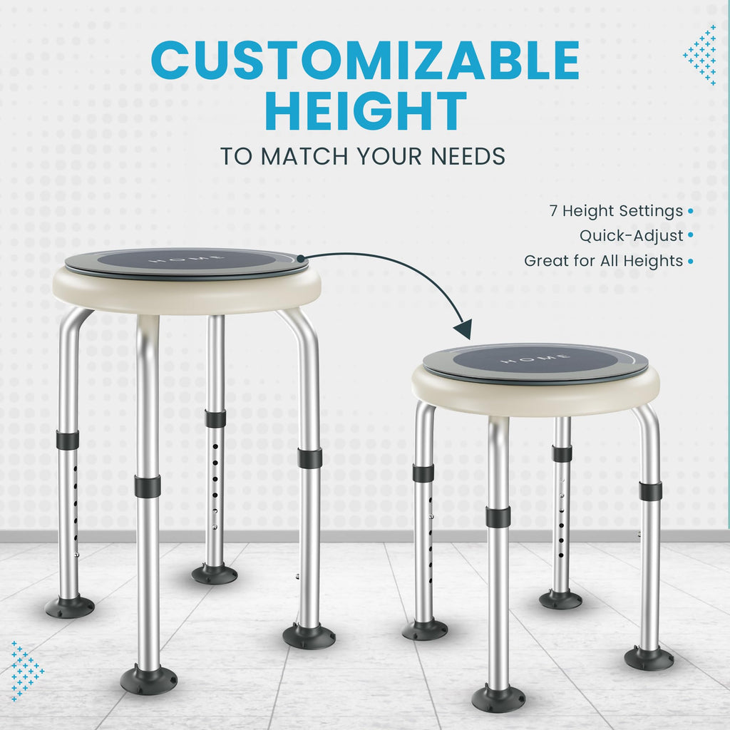 Adjustable Swivel Shower Stool with Non-Slip Feet V1127