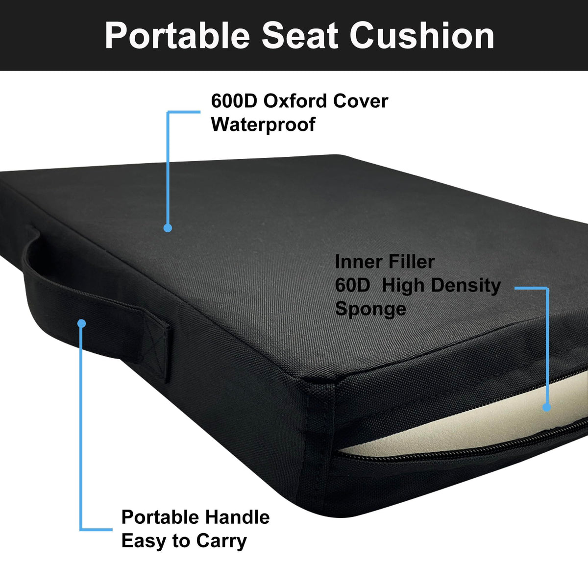 Portable Waterproof Oxford Fabric Stadium Seat Cushions 2-Pack S4514