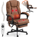Brown Heated Massage Office Chair with Footrest V7197