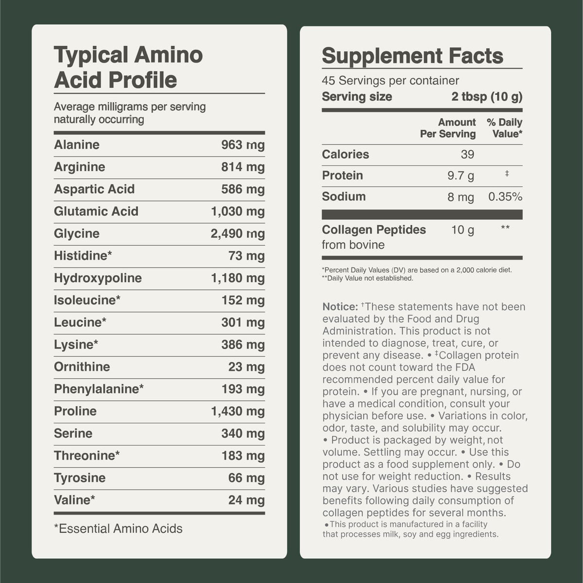 Collagen Peptides Powder Grass-Fed Pasture-Raised Hydrolyzed Type I & III Unflavored 32 oz A6345