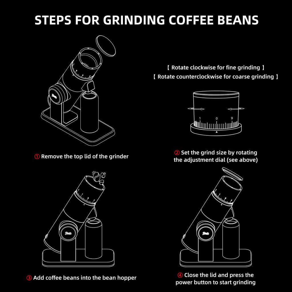 Black Electric Burr Coffee Grinder with Stainless Steel Conical Burr Y70649
