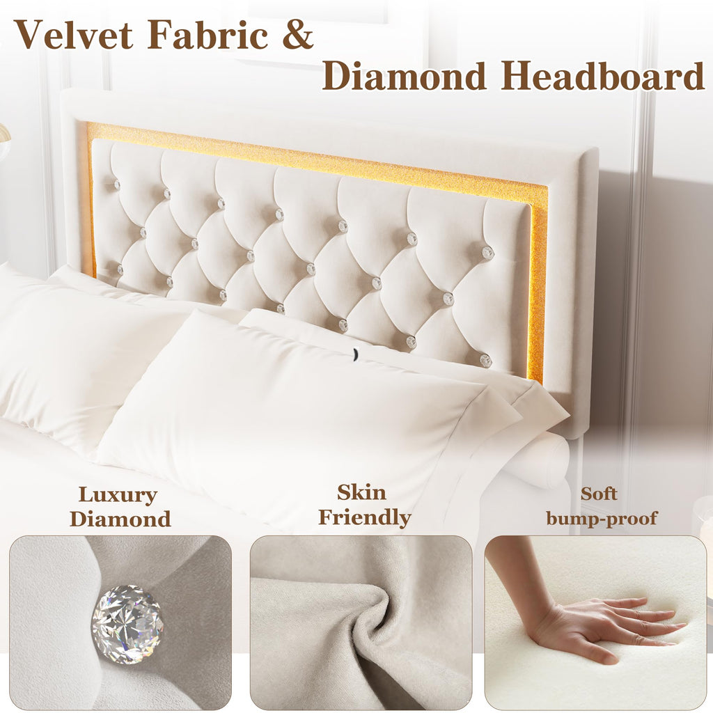 White Full Size Floating Bed Frame Z10318
