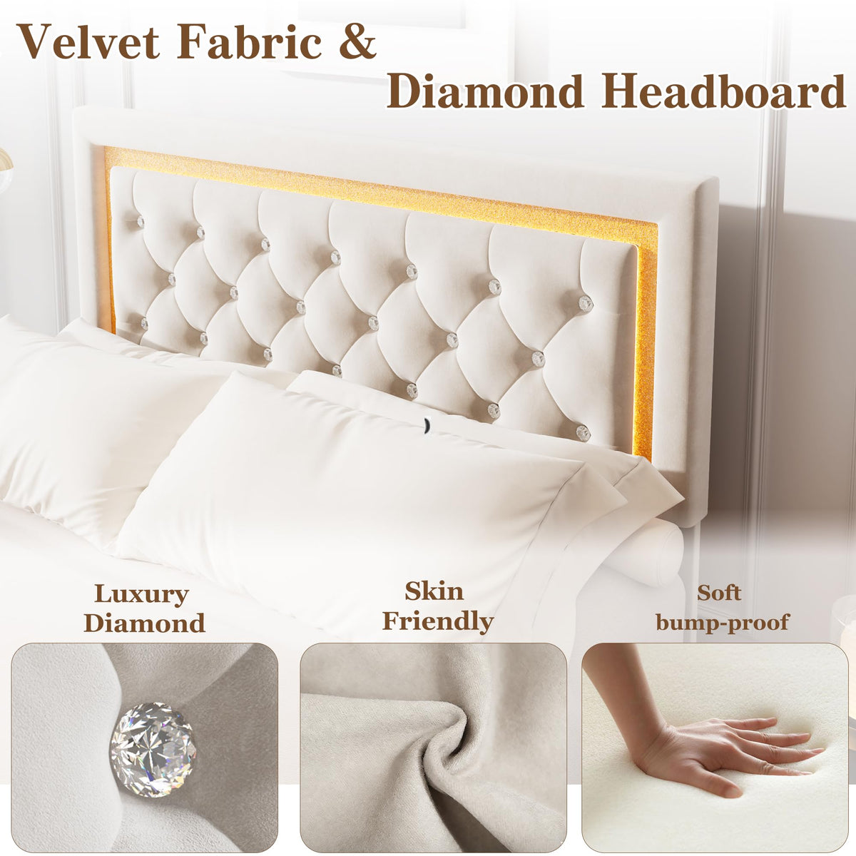 White Full Size Floating Bed Frame Z10318