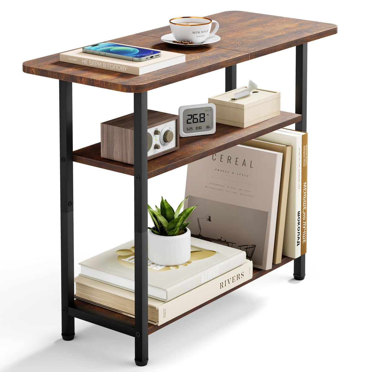 3-Tier Side Table with Storage Tabletop X7347