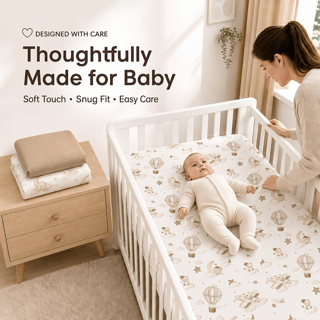 3-Pack Baby Crib Fitted Sheet Set 52 X 28 Inches O82051