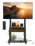 Rolling TV Stand with Power Outlet and Fabric Drawer for 32-75 Inch Flat/Curved Screen S33963